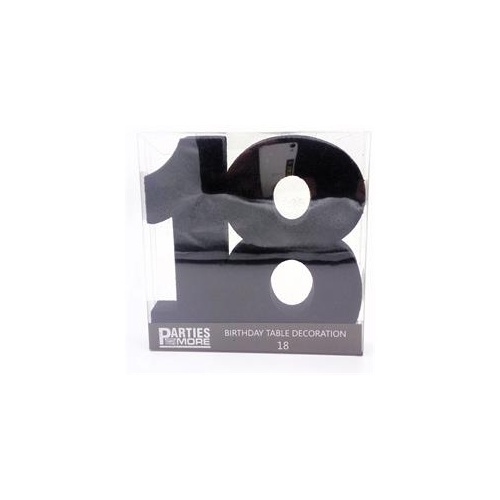 Centrepiece Foam Glitter Number 18 Black #22CP18BLK - Each (Pkgd.)