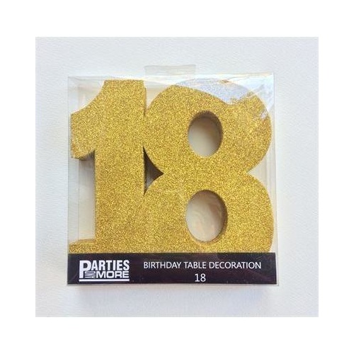 Centrepiece Foam Glitter Number 18 Gold #22CP18G - Each 