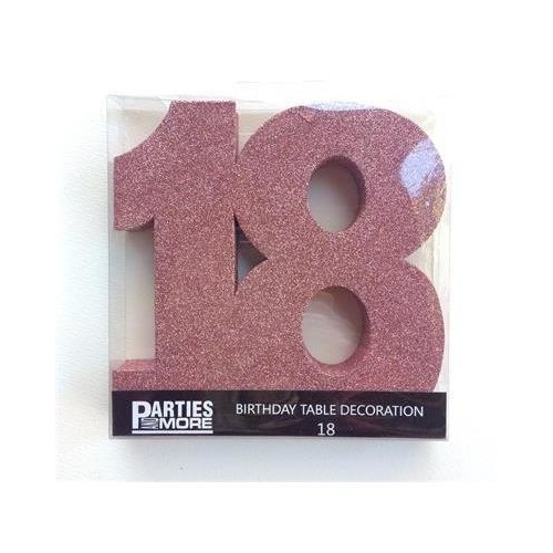 Centrepiece Foam Glitter Number 18 Rose Gold #22CP18RG - Each 