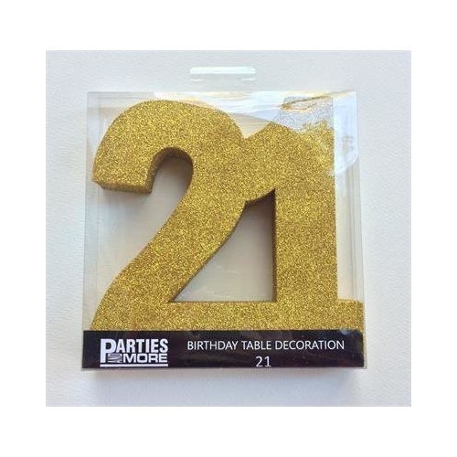 Centrepiece Foam Glitter Number 21 Gold #22CP21G - Each 