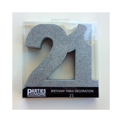 Centrepiece Foam Glitter Number 21 Silver #22CP21S - Each TEMPORARILY UNAVAILABLE