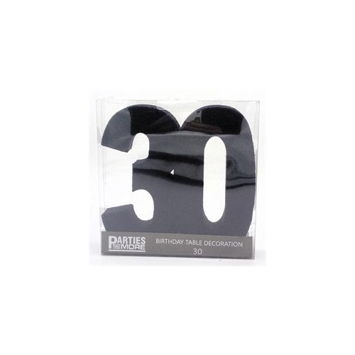 Centrepiece Foam Glitter Number 30 Black #22CP30BLK - Each (Pkgd.)