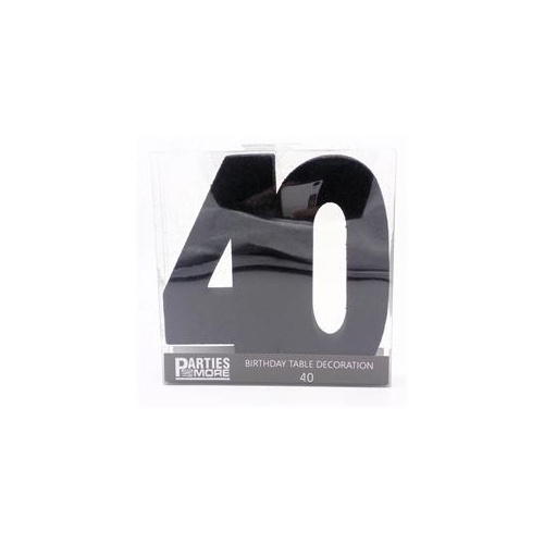 Centrepiece Foam Glitter Number 40 Black #22CP40BLK - Each (Pkgd.)