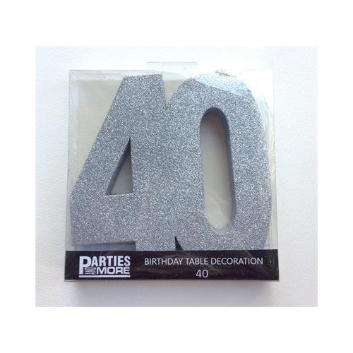 Centrepiece Foam Glitter Number 40 Silver #22CP40S - Each