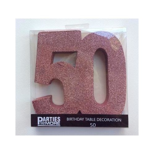 Centrepiece Foam Glitter Number 50 Rose Gold #22CP50RG - Each TEMPORARILY UNAVAILABLE