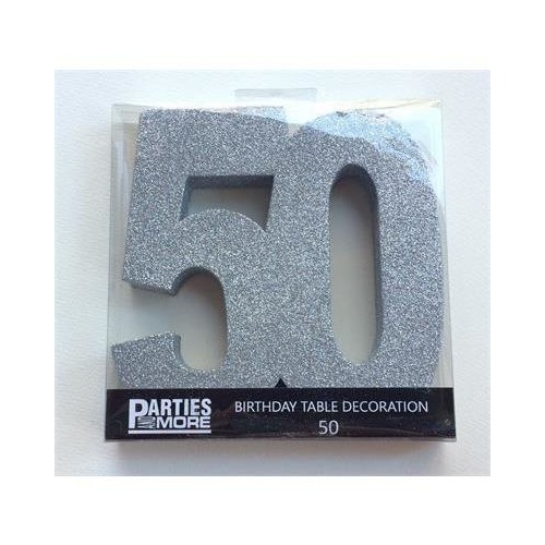 Centrepiece Foam Glitter Number 50 Silver #22CP50S - Each 