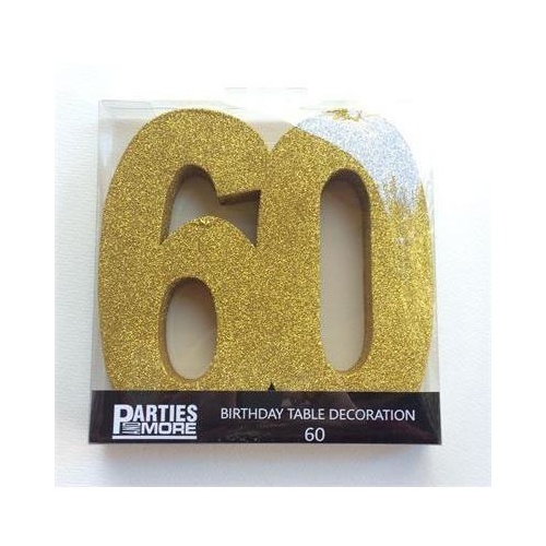 Centrepiece Foam Glitter Number 60 Gold #22CP60G - Each