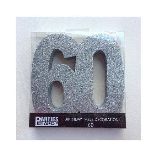 Centrepiece Foam Glitter Number 60 Silver #22CP60S - Each 
