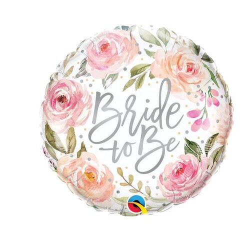 45cm Round Foil Bride to be Watercolor Roses #23169 - Each (Pkgd.)