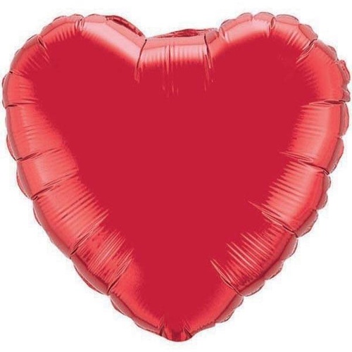 22cm Heart Ruby Red Plain Foil Balloon #23355AF - Each (Inflated, supplied air-filled on stick)