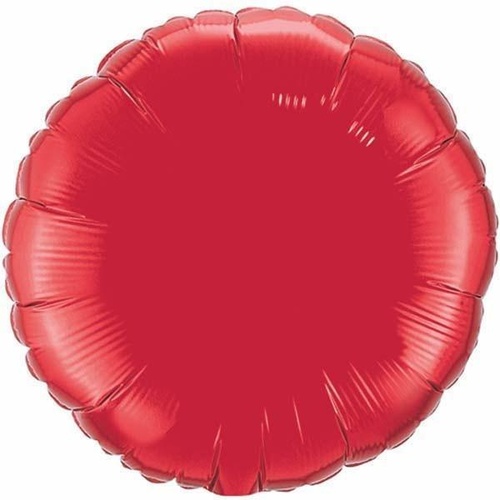22cm Round Ruby Red Plain Foil Balloon #23358 - Each (FLAT, unpackaged, requires air inflation, heat sealing) 