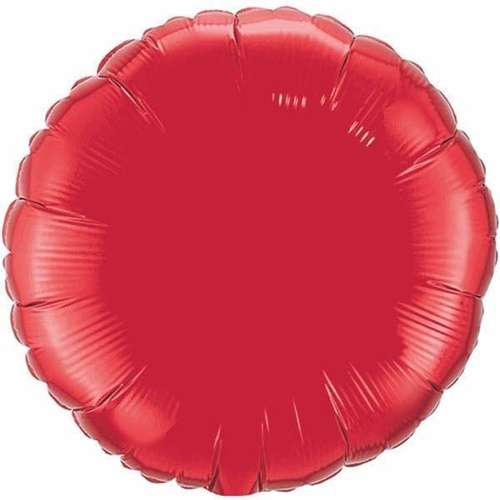22cm Round Ruby Red Plain Foil Balloon #23358AF - Each (Inflated, supplied air-filled on stick) 