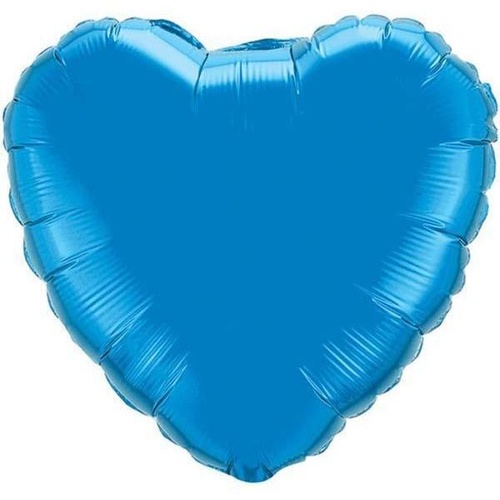 10cm Heart Sapphire Blue Plain Foil Balloon#23404 - Each (FLAT, unpackaged, requires air inflation, heat sealing)