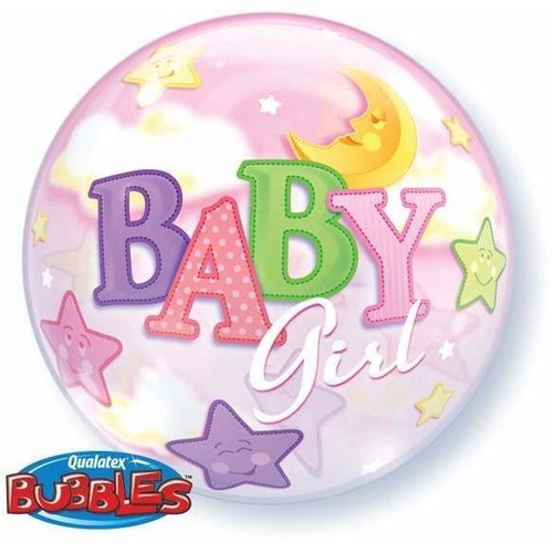 56cm Single Bubble Baby Girl Moon & Stars #23598 - Each TEMPORARILY UNAVAILABLE