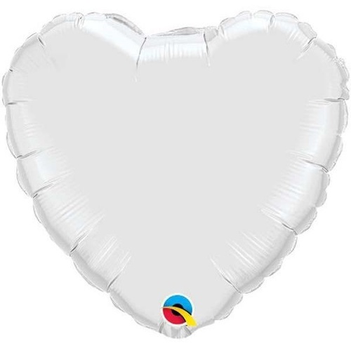 45cm Heart Foil White Plain #23762 - Each (Unpkgd.) 