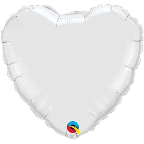 45cm Heart Foil White Plain #23762 - Each (Unpkgd.) 