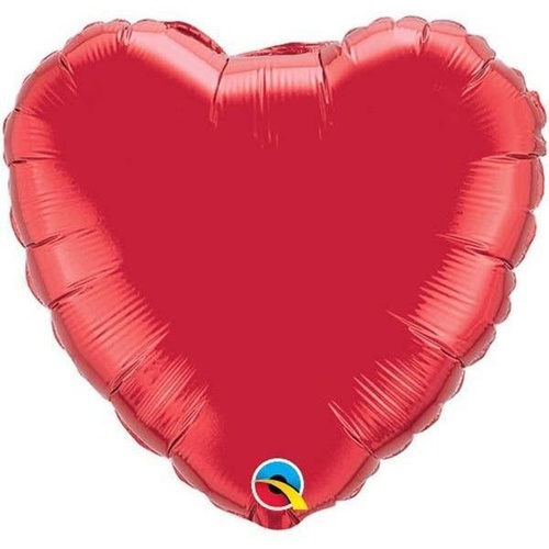 45cm Heart Foil Ruby Red Plain #23769 - Each (Unpkgd.) LOW STOCK