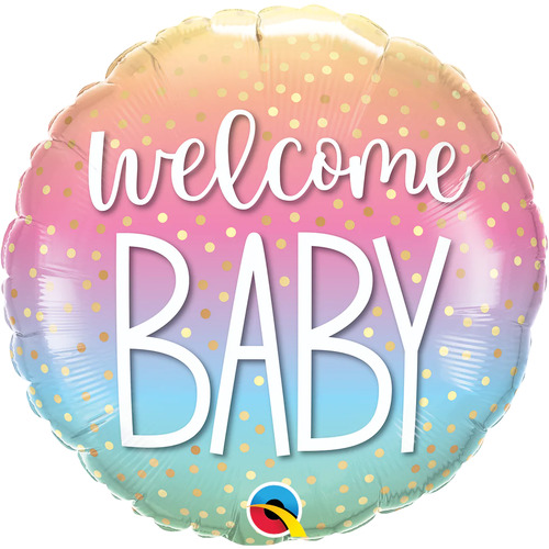 45cm Round Foil Welcome Baby Confetti Dots #23928 - Each (Pkgd.) 