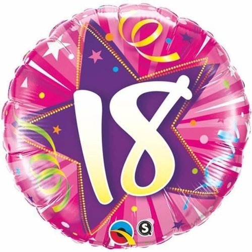DISC 45cm Round Foil 18 Shining Star Hot Pink #24002 - Each (Pkgd.)