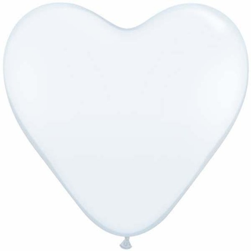 38cm Heart White Qualatex Plain Latex #24019 - Pack of 50  TEMPORARILY UNAVAILABLE