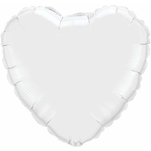 22cm Heart White Plain Foil Balloon #24111AF - Each (Inflated, supplied air-filled on stick) 