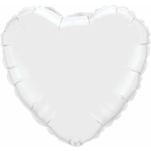 22cm Heart White Plain Foil Balloon #24111AF - Each (Inflated, supplied air-filled on stick)