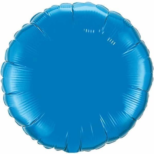 22cm Round Sapphire Blue Plain Foil Balloon #24124AF - Each (Inflated, supplied air-filled on stick)  TEMPORARILY UNAVAILABLE
