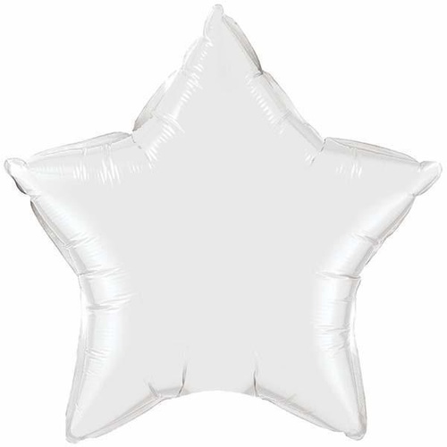 22cm Star White Plain Foil Balloon #24133 - Each (FLAT, unpackaged, requires air inflation, heat sealing) 