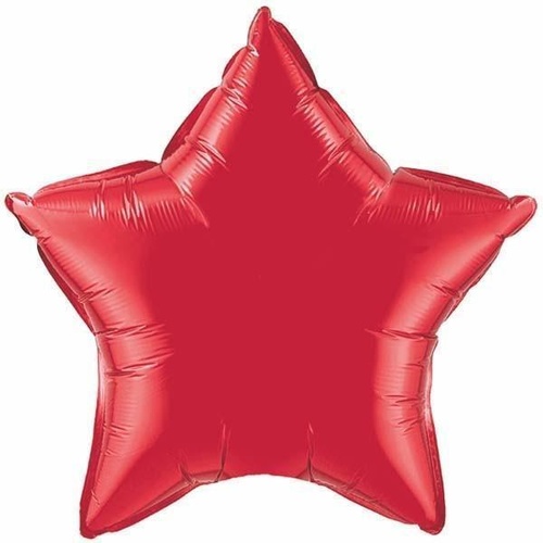 22cm Star Ruby Red Plain Foil Balloon #24134 - Each (FLAT, unpackaged, requires air inflation, heat sealing)  