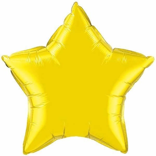 22cm Star Citrine Yellow Plain Foil Balloon #24144 - Each (FLAT, unpackaged, requires air inflation, heat sealing)