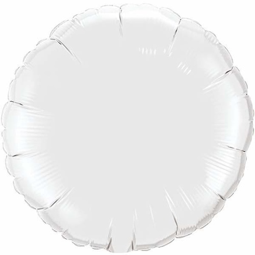 22cm Round White Plain Foil Balloon #24169AF - Each (Inflated, supplied air-filled on stick) 