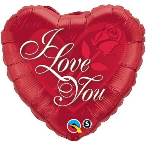 45cm Heart Foil I Love You Red Rose #24489 - Each (Pkgd.)  TEMPORARILY UNAVAILABLE