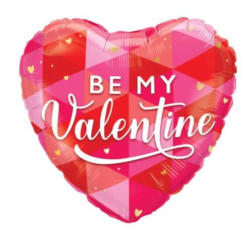 45cm Heart Foil Be My Valentine Geometric #24784 - Each (Pkgd.)