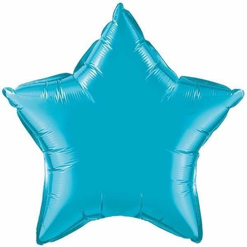22cm Star Turquoise Plain Foil Balloon #24818 - Each (FLAT, unpackaged, requires air inflation, heat sealing) 