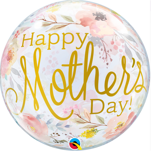 56cm Single Bubble Mother's Day Watercolor Floral #24899 - Each (Pkgd.)