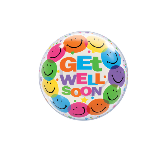 56cm Single Bubble Get Well Soon Smile Face #24906 - Each (Pkgd.)