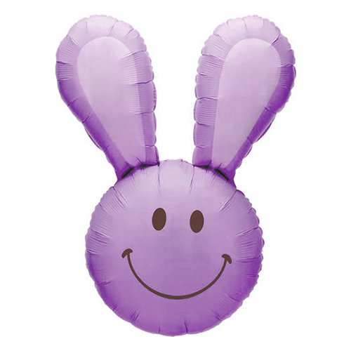 Shape Easter Smiley Bunny Lavender 93cm Holographic Foil Balloon #2515355L - Each (Pkgd.)