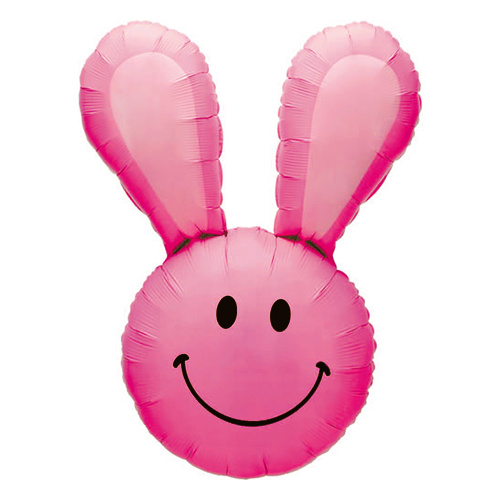 Shape Easter Smiley Bunny Pink 93cm Holographic Foil Balloon #2515355P - Each (Pkgd.) TEMPORARILY UNAVAILABLE