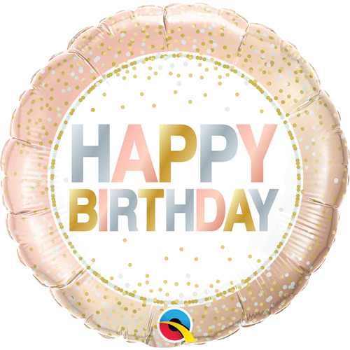 10cm Round Birthday Metallic Dots  Foil Balloon #25185AF - Each (Inflated, supplied air-filled on stick)