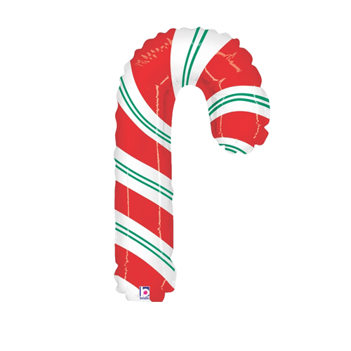Mini Shape Christmas Candy Cane Foil Balloon 36cm #2519359AF - Each (Inflated, supplied air-filled on stick) TEMPORARILY UNAVAILABLE