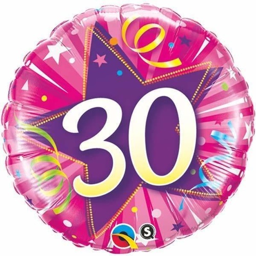 DISC 45cm Round Foil 30 Shining Star Hot Pink #25251 - Each (Pkgd.)