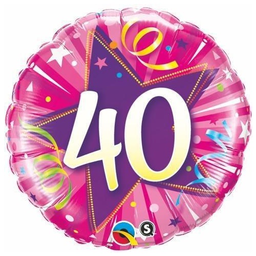 DISC 45cm Round Foil 40 Shining Star Hot Pink #25255 - Each (Pkgd.)