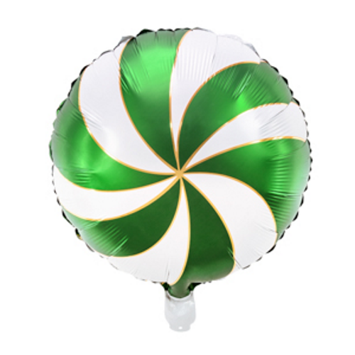 35cm Foil Balloon Round Candy Swirl Green #2526107012 - Each (Pkgd.) 
