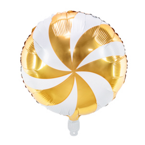 35cm Foil Balloon Round Candy Swirl Gold #2526107019- Each (Pkgd.) 