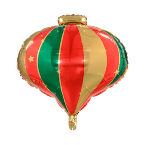 51cm Shape Foil Balloon Matte Christmas Bauble Red Green Gold Stripe #2526116 - Each (Pkgd.) 
