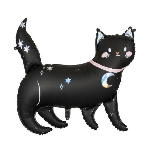 81cm Shape Foil Balloon Black Cat Holographic #2526151 - Each (Pkgd.)