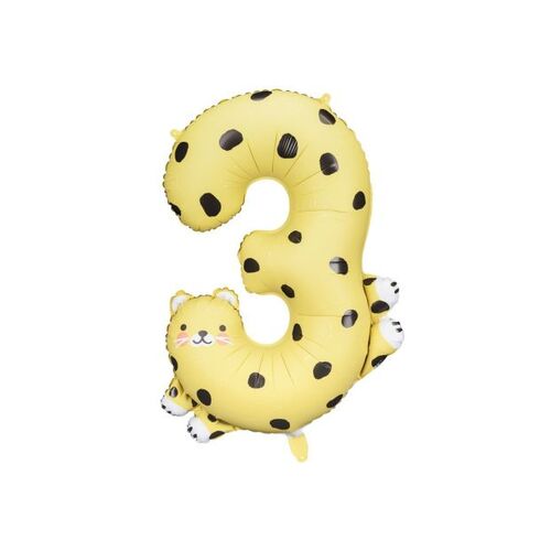 98cm Shape Foil Balloon Number 3 Cheetah #25261633 - Each (Pkgd.)