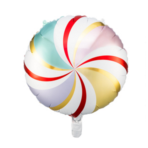 35cm Foil Balloon Candy Round Swirl Pastel Mix #252620000 - Each (Pkgd.) 