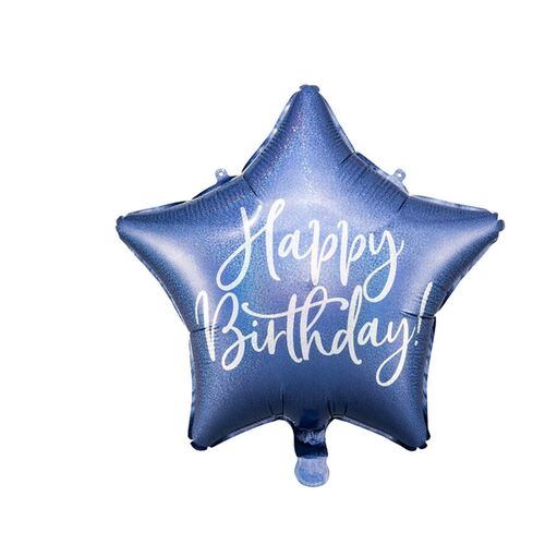 40cm Foil Balloon Glossy Star Cursive Happy Birthday Navy #25263074 - Each (Pkgd.)