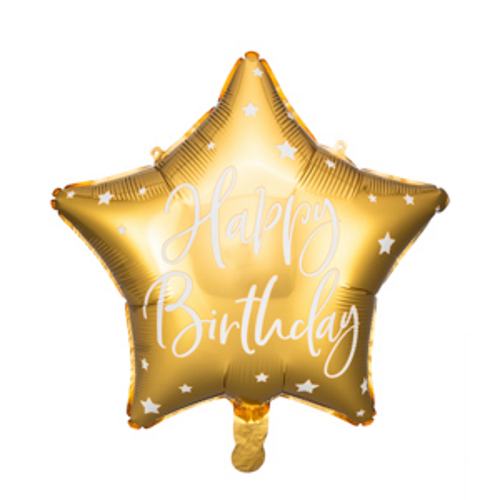 40cm Foil Balloon Glossy Star Cursive Happy Birthday Gold #252693019 - Each (Pkgd.) 